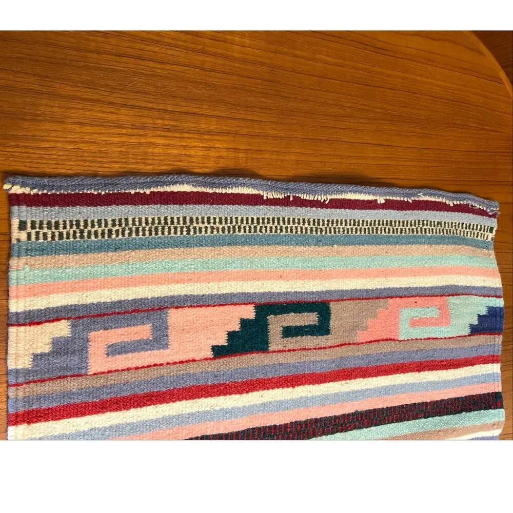 Vintage Southwestern Wool Rug Wall Hanging Tapestry Woven Aztec 58.5